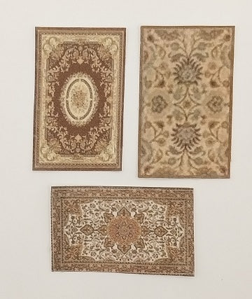 1/4" Scale Rugs, 3pc, Tan & Cream