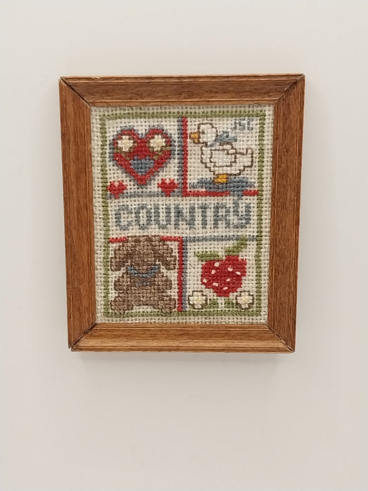 Framed Country Nursery Print, Cross Stitch