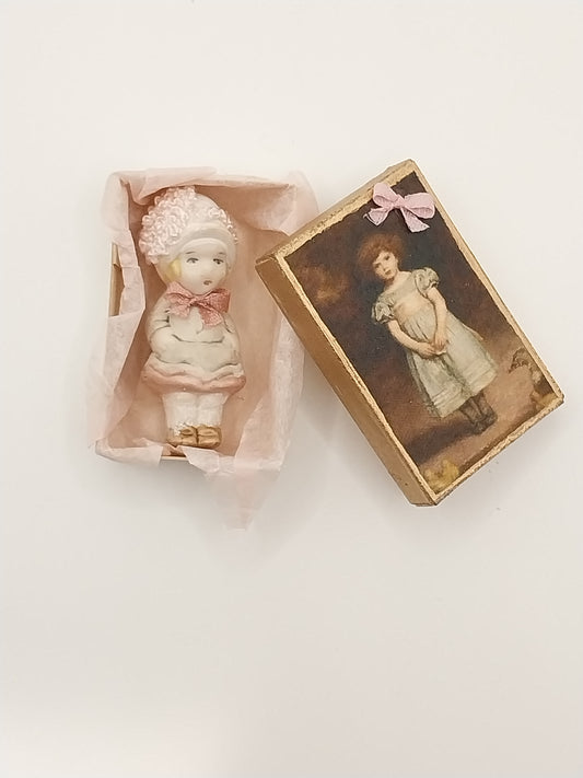 Porcelain Vintage Girl Doll In Box, Large