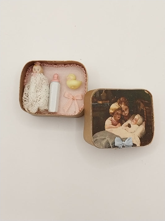 Baby Doll In Box with Bottle & Duck