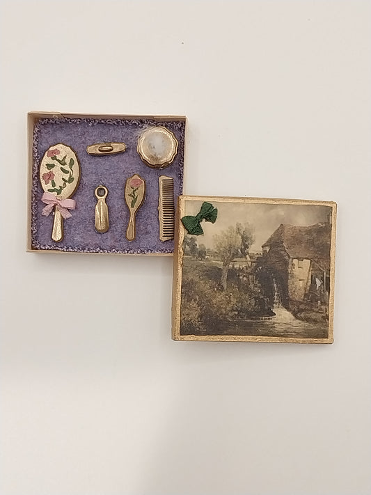 Gold Brush Dresser Set, Boxed