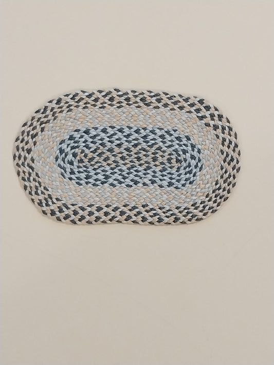 1/2" Scale Braided Rug, Blue & Yellow