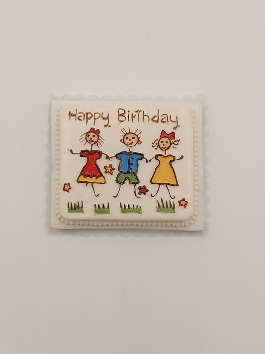 Happy Birthday Sheet Cake, Stick Figure