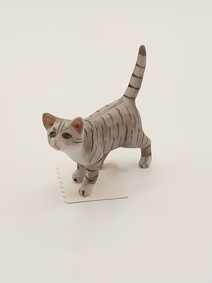 Cat Walking Tail Up, Grey Tabby