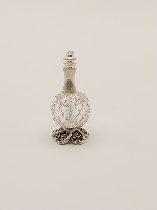Silver Mesh Glass Bottle