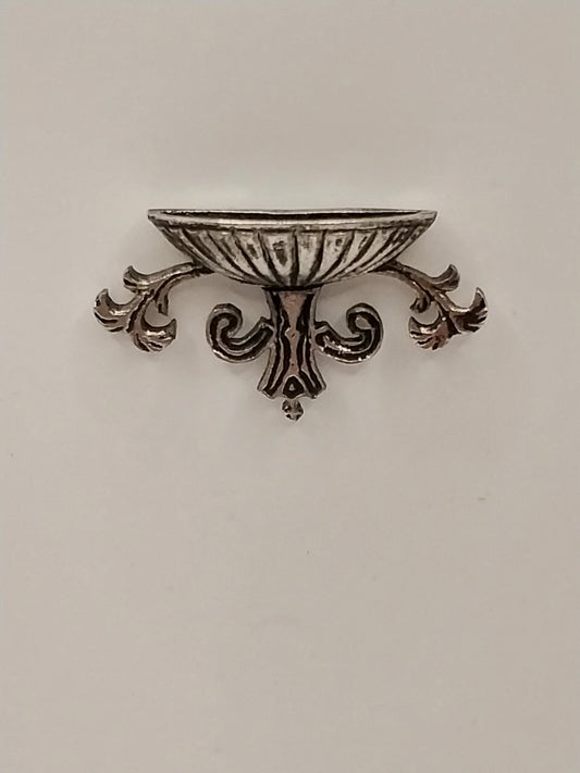 Wall Pocket Vase With Scroll Work, Silver