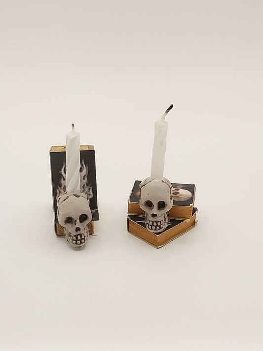 Skull Candle On Books, Assorted, 1pc