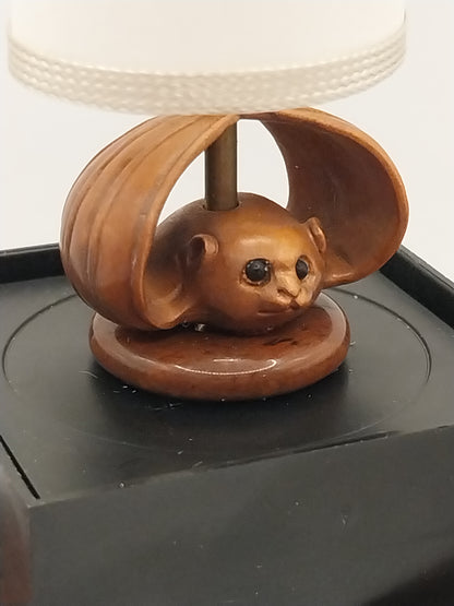 CSK164, Bat Lamp With Shade, Handcarved