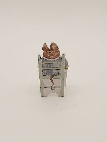 1/2" Scale Mouse Table & 2 Chairs, Handpainted