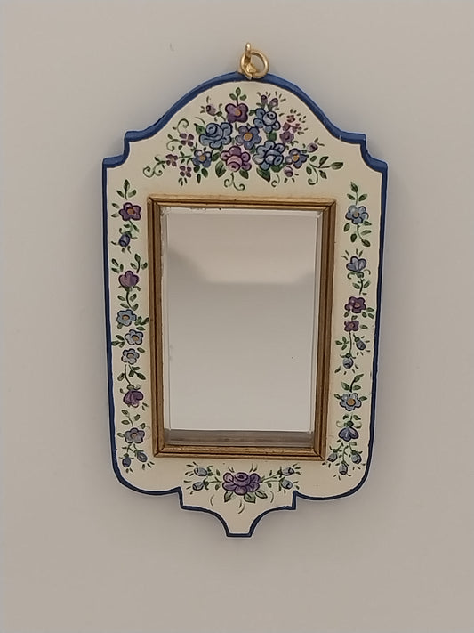 Wall Mirror, Blue & Purple Florals, Handpainted