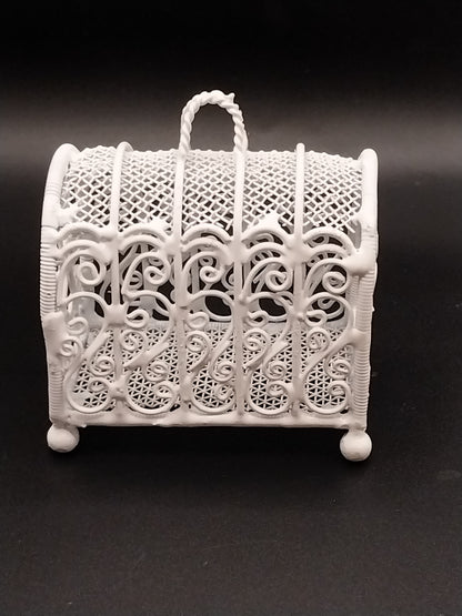 Wire Wicker Pet Carrying Basket, White