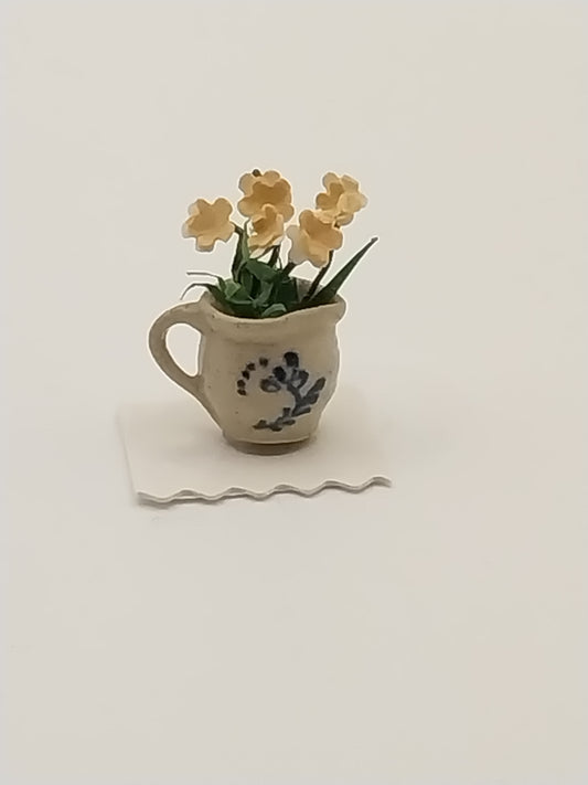 1/2" Scale Pitcher With Daffodils, Signed