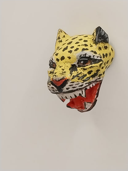 Handcarved Jaguar Head, Yellow