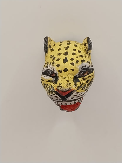 Handcarved Jaguar Head, Yellow