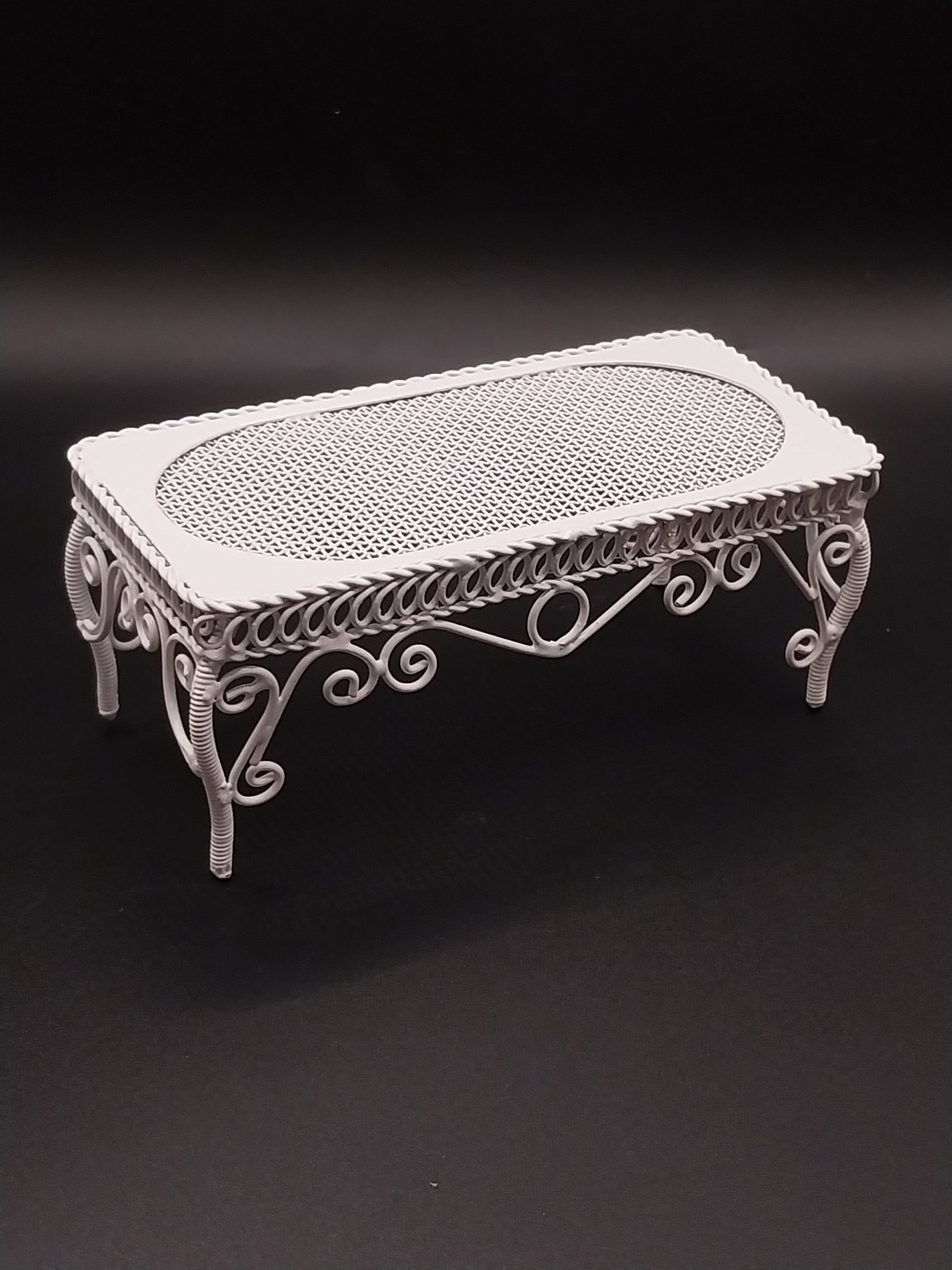 Wire Wicker Coffee Table, White – Miniature Designs, Inc.