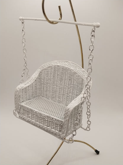 Classic Woven Wicker Swing, White