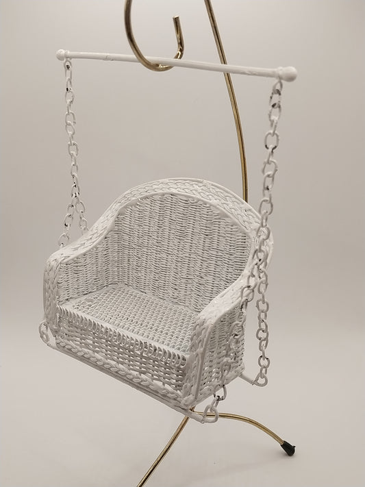 Classic Woven Wicker Swing, White
