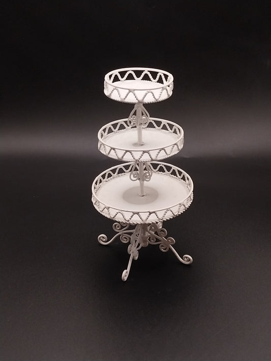 Wire Wicker 3 Tier Server, White