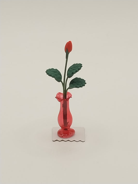 Rose Bud in Red Vase