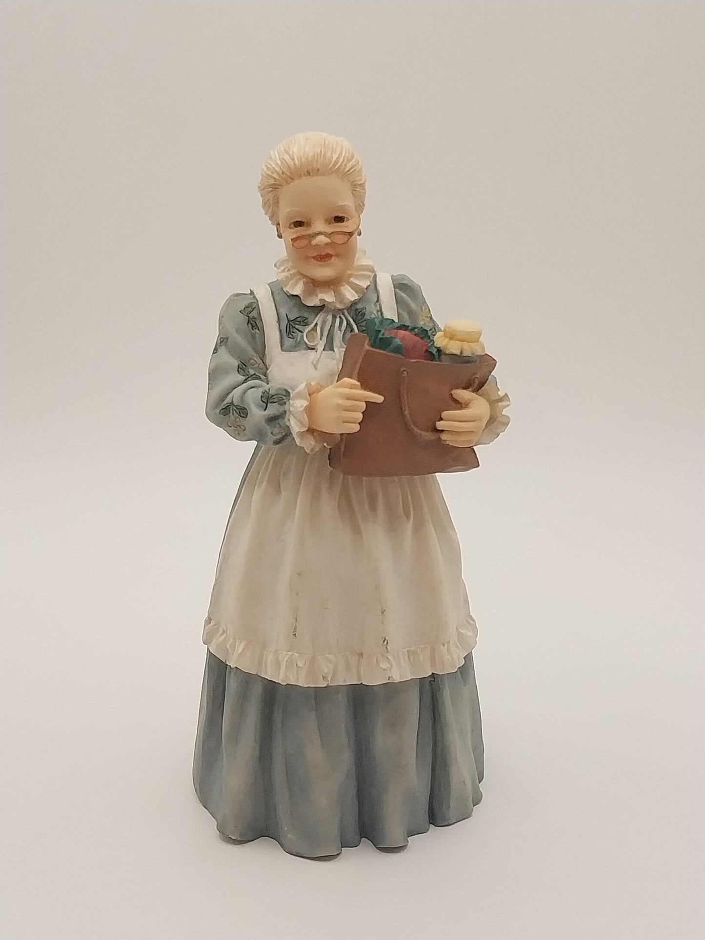 Victorian Grandma Doll With Groceries, Resin