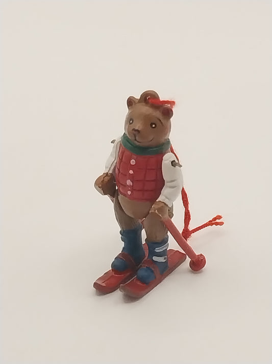 Dept 56 Pewter Bear Ornament, Skier