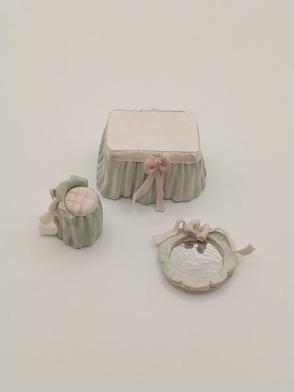 1/4" Scale Vanity, Stool, & Mirror, Sculpted
