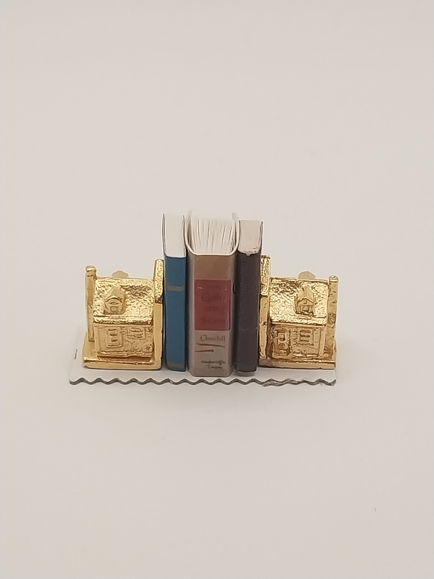 Gold Dollhouse Bookends With Books