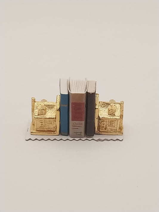 Gold Dollhouse Bookends With Books