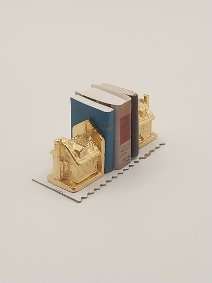 Gold Dollhouse Bookends With Books