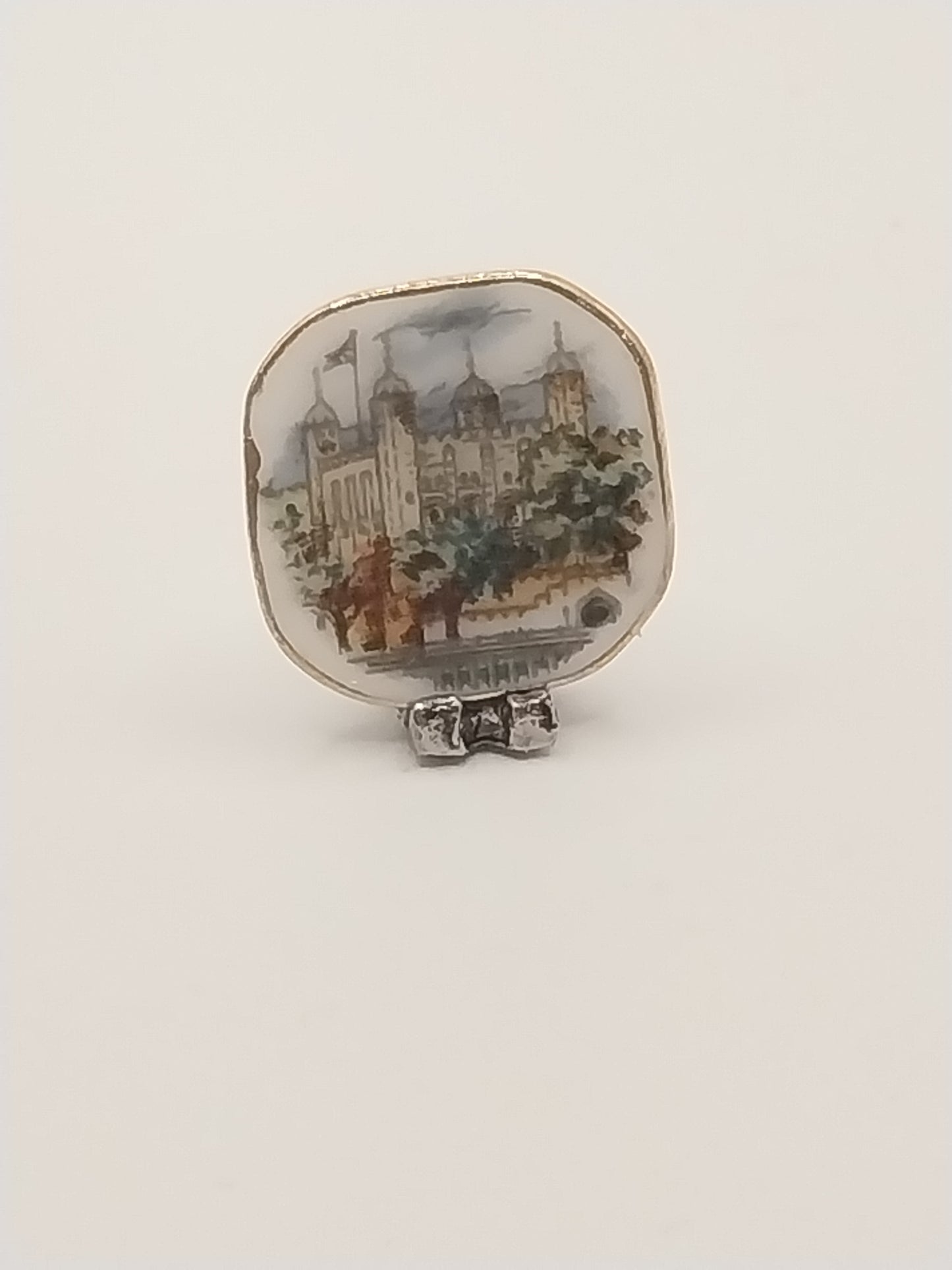 Porcelain Castle Plate On Stand
