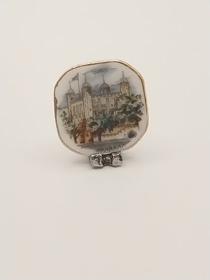 Porcelain Castle Plate On Stand