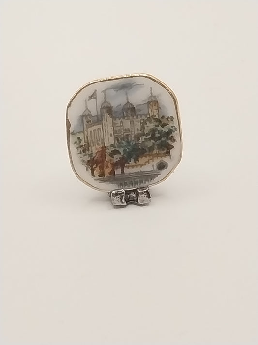 Porcelain Castle Plate On Stand