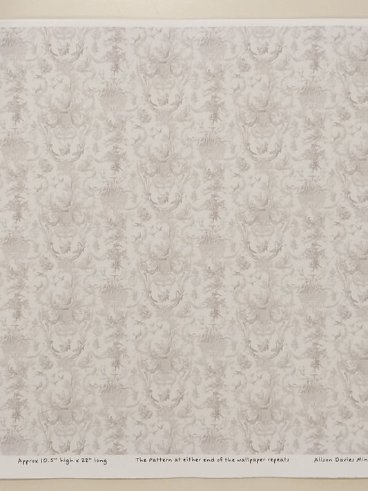 Toile De Jouy, Arabesque French Grey Wallpaper