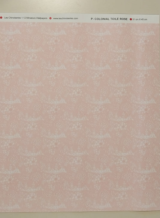 Colonial Toile Rose Wallpaper