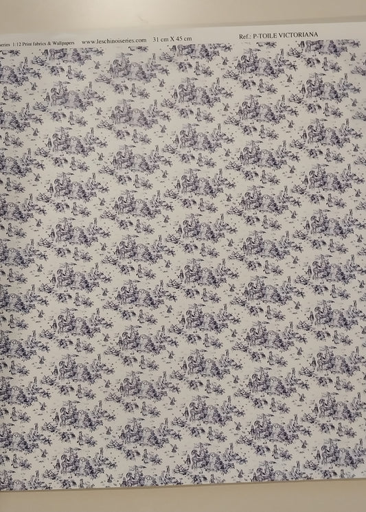 Toile Victorian Blue Wallpaper