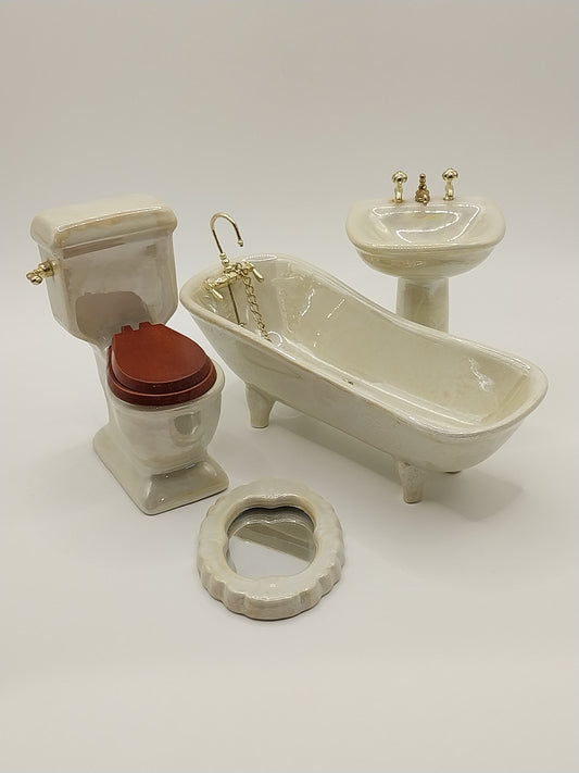 Marbleized Bathroom Set, 4pc