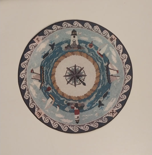 CRH862, Rug, Round, Sailboat & Lighthouse