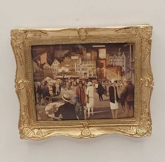 Framed Print, Art Deco Chicago Scene