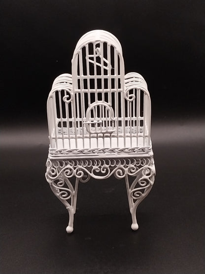 CEA273, Birdcage On Table, White Wire