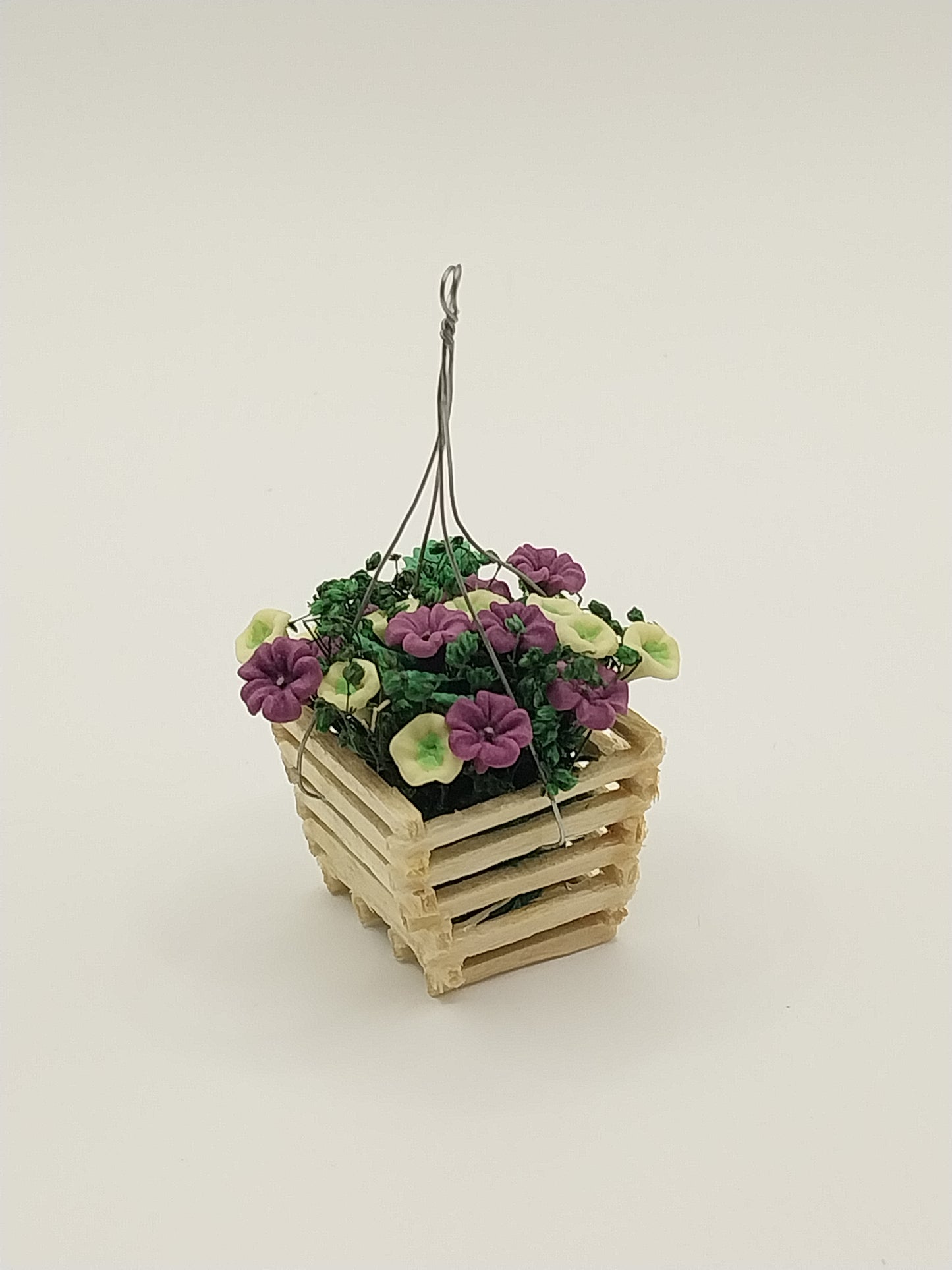 CEA295, Purple & Yellow Flowers In Hanging Basket