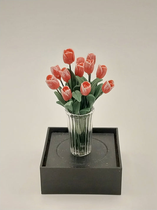 CEA268, Dozen Pink Tulips In Vase
