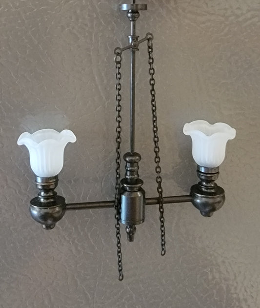 CBB1216, 2 Arm Up Gas Pendant Light With Frosted Bell Shades