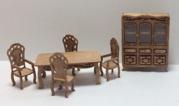 1/4" Scale Victorian Dining Room Kit, 6pcs