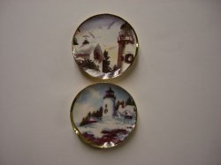 Winter Lighthouse Platters 2pc