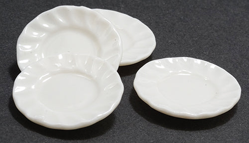 White Fluted Edge Plates, 4pc