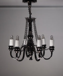 6 Arm Black Luster Chandelier Battery, LED