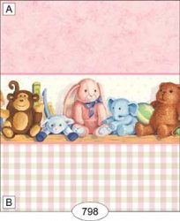 Nursery Friends, Pink Plaid Wallpaper, B