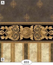 Medallion Black with Border Wallpaper, Pattern A