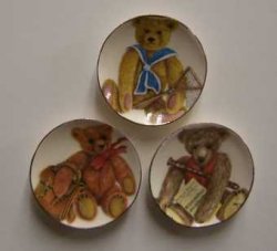 Teddy Bears with Job Dishes, 3pc