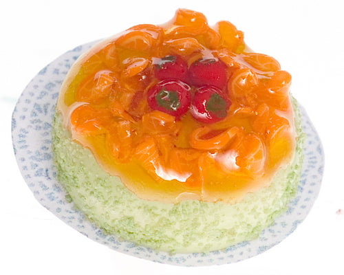Cake, Round With Orange & Strawberry Topping